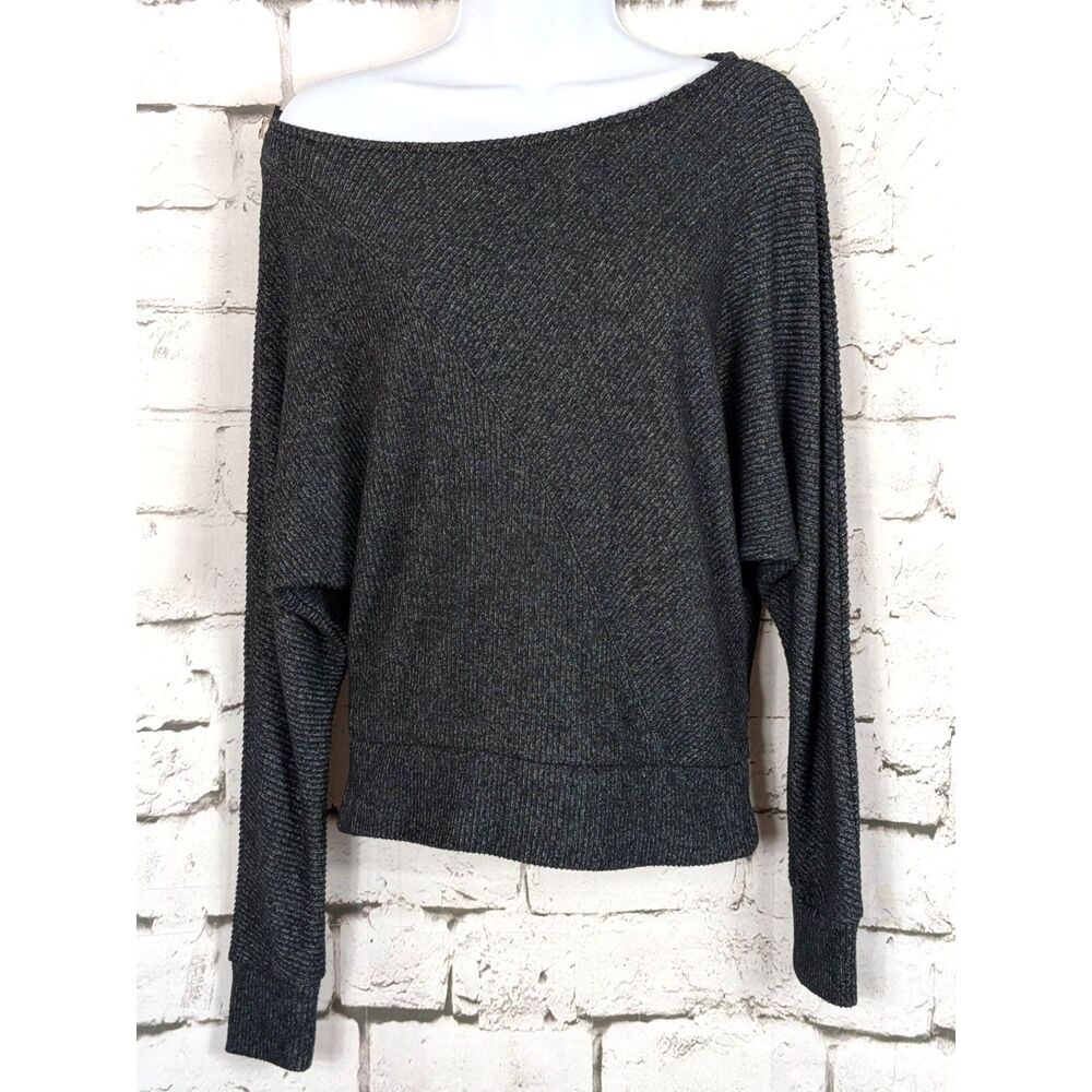 EVEREVE Asymmetrical Off-Shoulder Dolman Sleeve Knit Sweater Top Soft Comfort XS